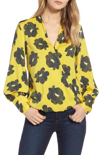 Women's Halogen Silk Blend Wrap Blouse - Yellow