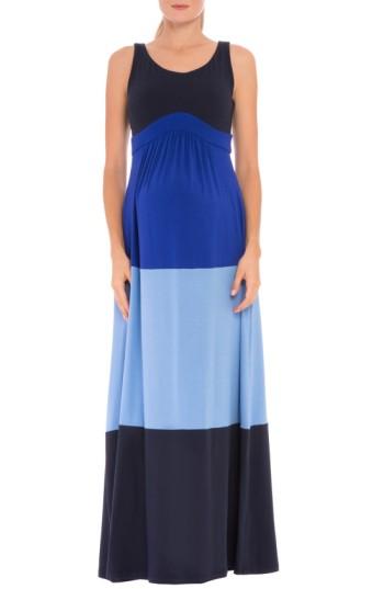 Women's Olian 'margarette' Colorblock Maternity Tank Dress - Blue