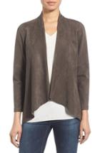 Women's Karen Kane Faux Suede Drape Front Jacket - Grey