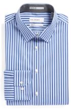 Men's Calibrate Trim Fit Stripe Dress Shirt .5 34/35 - Blue