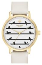 Women's Kate Spade New York 'birds On A Wire - Metro' Leather Strap Watch, 34mm
