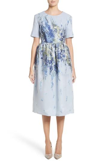 Women's Malene Oddershede Bach Floral Embroidered Mesh Jacquard Dress - Blue