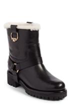 Women's Tory Burch Henry Genuine Shearling & Leather Bootie .5 M - Black