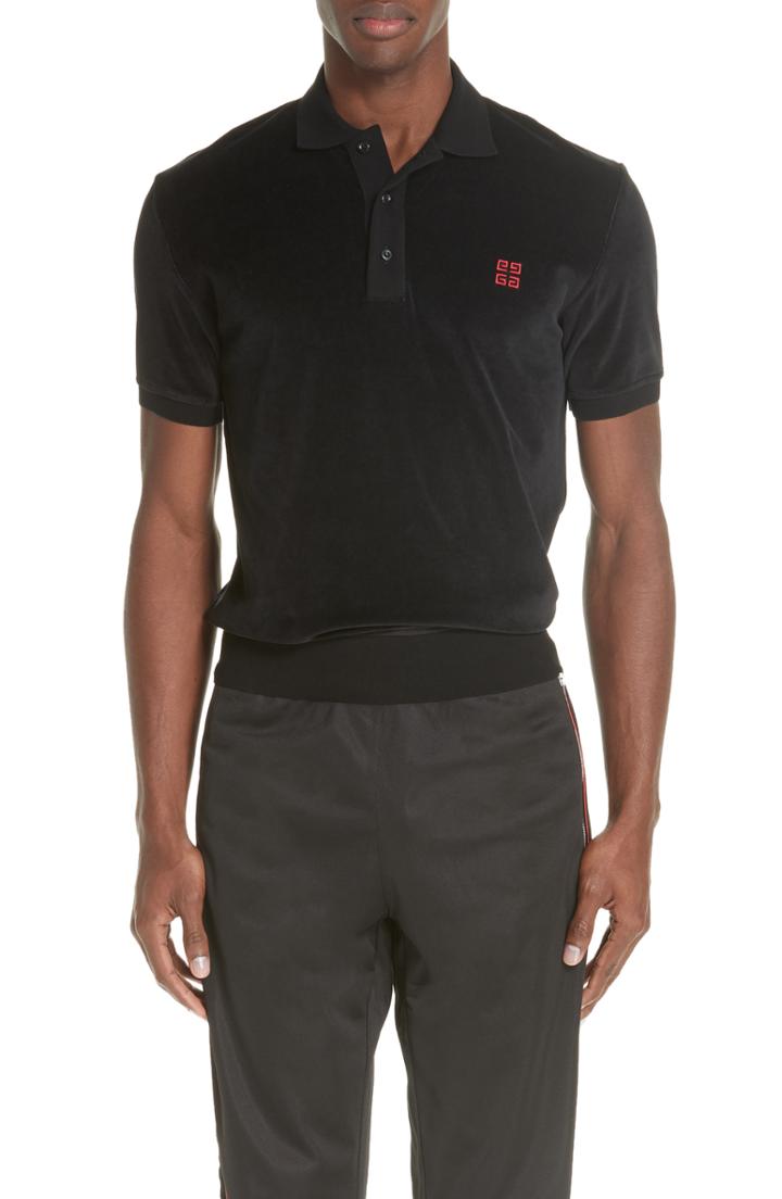 Men's Givenchy Velvet Polo, Size - Black