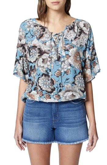 Women's Sanctuary Nicola Lace-up Print Top - Blue