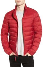 Men's Black Rivet Water Resistant Packable Puffer Jacket - Red
