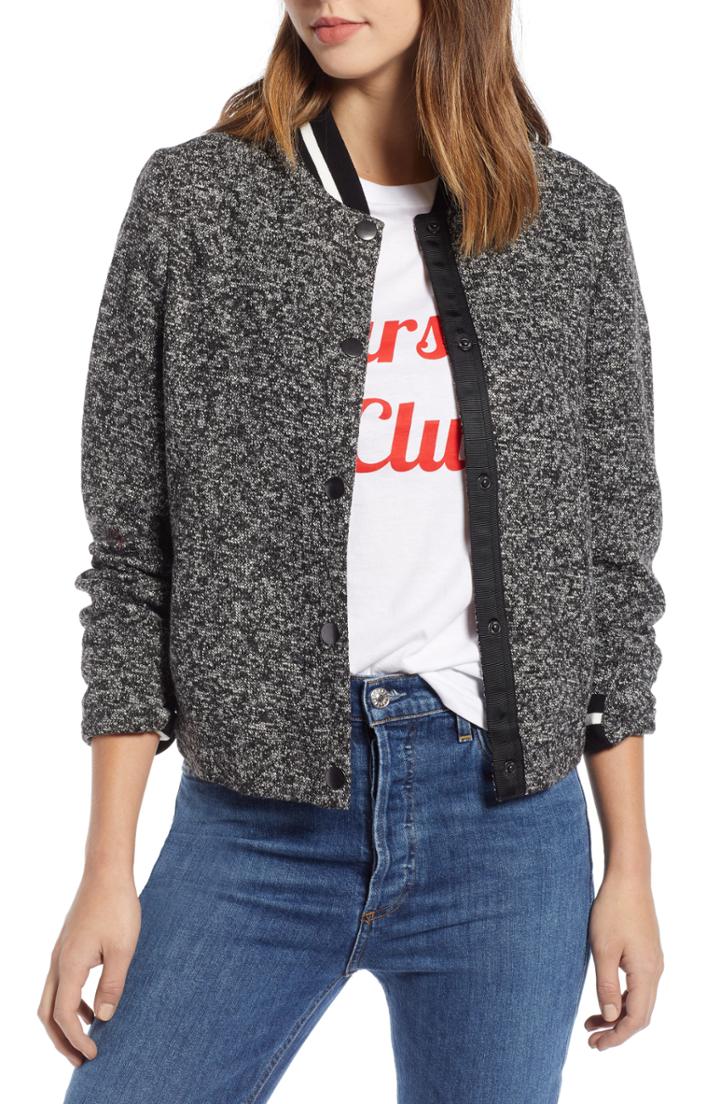 Women's 1901 Tweed Bomber Jacket - Black
