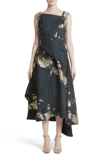 Women's Rubin Singer Jacquard Draped Asymmetrical Dress - Blue
