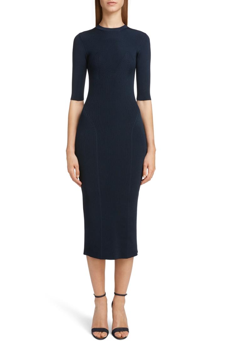 Women's Victoria Beckham Rib Knit Dress - Blue