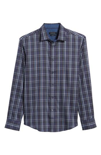 Men's Bugatchi Trim Fit Diamond Weave Windowpane Sport Shirt