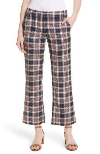 Women's Tory Burch Garrett Plaid Crop Flare Pants - Blue