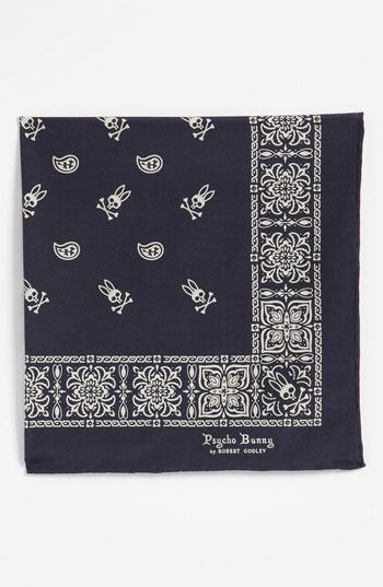 Psycho Bunny Silk & Cotton Pocket Square Navy
