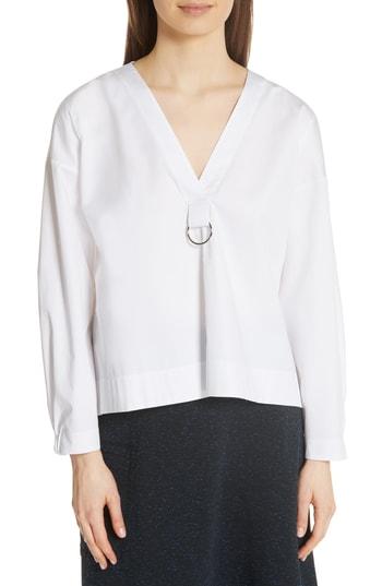 Women's Tibi Cotton Poplin Pleat Back Blouse - White