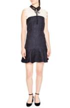Women's Sandro Lace Yoke Jacquard A-line Dress - Black