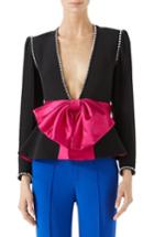 Women's Gucci Bow Detail Marocain Jacket Us / 38 It - Black