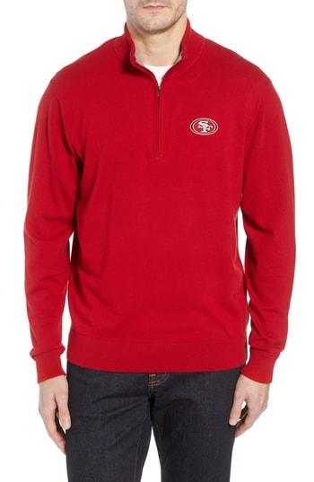 Men's Cutter & Buck San Francisco 49ers - Lakemont Regular Fit Quarter Zip Sweater - Red
