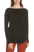 Women's Eileen Fisher Bateau Neck Organic Cotton Tee, Size - Black