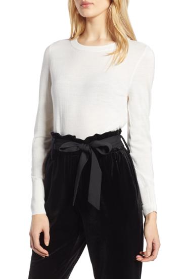 Women's Halogen Merino Wool Blend Sweater - Ivory