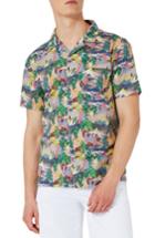 Men's Topman Heron Print Shirt, Size - Blue