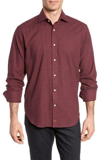 Men's Thomas Dean Regular Fit Check Sport Shirt - Pink