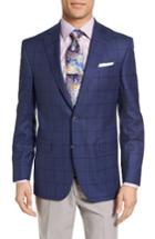 Men's David Donahue Connor Classic Fit Windowpane Wool Sport Coat S - Blue