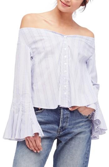 Women's Free People March To The Beat Off The Shoulder Top - Blue