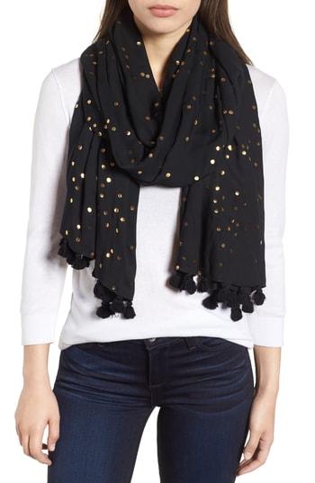 Women's Kate Spade New York Foil Confetti Dot Scarf, Size - Black