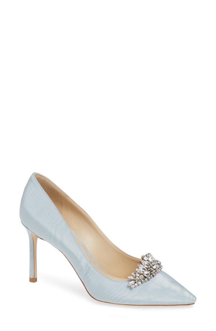 Women's Jimmy Choo Romy Crystal Embellished Pump .5us / 39.5eu - Blue