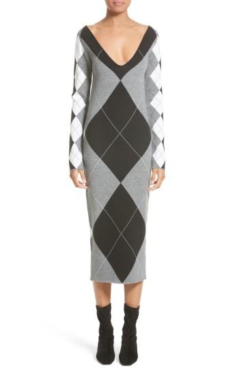 Women's Stella Mccartney Argyle Sweater Dress Us / 38 It - Grey