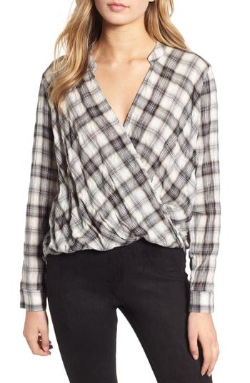 Women's Splendid Washed Plaid Surplice Top