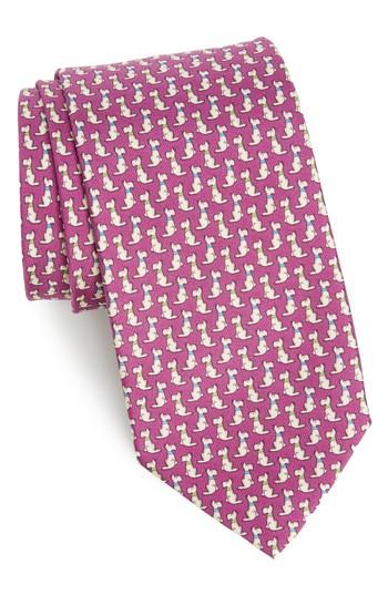 Men's Salvatore Ferragamo Dog Print Silk Tie, Size - Purple