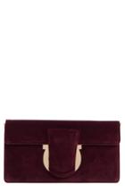 Salvatore Ferragamo Gancio Velvet Clutch - Purple