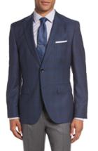 Men's Boss Jeen 3 Trim Fit Plaid Wool Sport Coat R - Blue