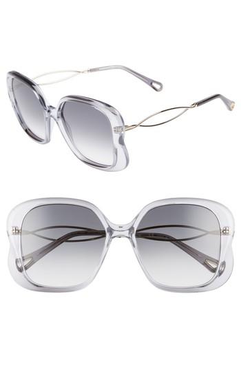 Women's Chloe Petal 56mm Rectangle Sunglasses - Grey/ Light Grey