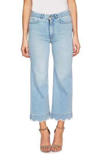 Women's Cece Scalloped Non-stretch Denim Jeans - Blue