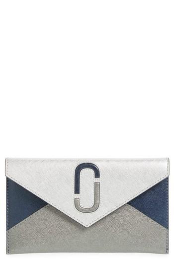 Women's Marc Jacobs Double-j Saffiano Leather Pouch - Metallic