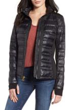 Women's Michael Michael Kors Grosgrain Trim Mixed Media Down Jacket