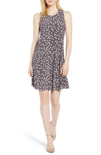 Women's Anne Klein Dot Print Swing Dress, Size - Grey