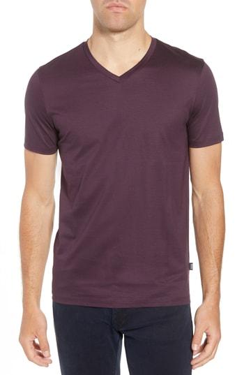 Men's Boss Teal Slim Fit V-neck T-shirt - Purple