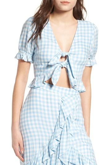 Women's Lost + Wander Fiesta Gingham Crop Top - Blue