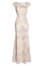 Women's Hayley Paige Occasions Embellished Bateau Neck Gown - Beige