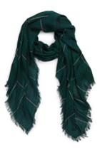 Women's David & Young Grid Print Oblong Scarf, Size - Green