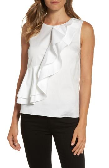 Women's Halogen Ruffle Front Blouse, Size - White