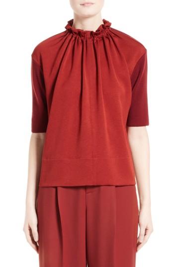 Women's Marni Crepe Gathered Neck Top Us / 44 It - Burgundy
