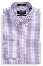 Men's Nordstrom Men's Shop Classic Fit Non-iron Gingham Dress Shirt - 33 - Purple (online Only)