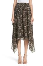 Women's Ulla Johnson Torri Handkerchief Hem Paisley Silk Skirt - Black