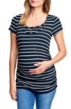 Women's Maternal America Ruched Maternity/nursing Tee - Black