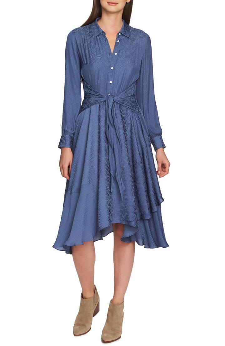 Women's 1.state Tie Front Dot Jacquard Dress - Blue