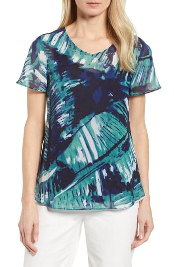 Women's Nic+zoe Leaf An Impression Print Top - Green
