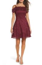 Women's Morgan & Co. Off The Shoulder Lace Fit & Flare Dress /2 - Red